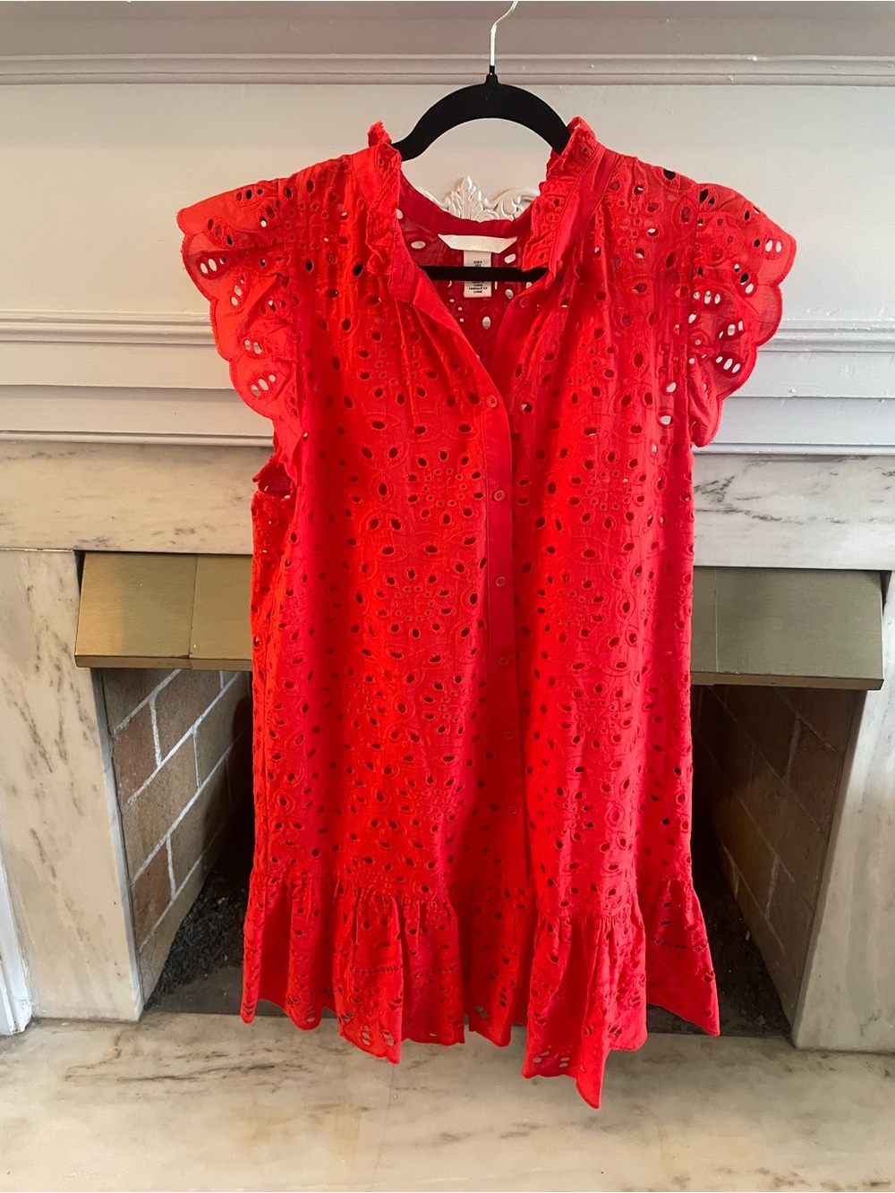 H&M Red Eyelet Mini Dress